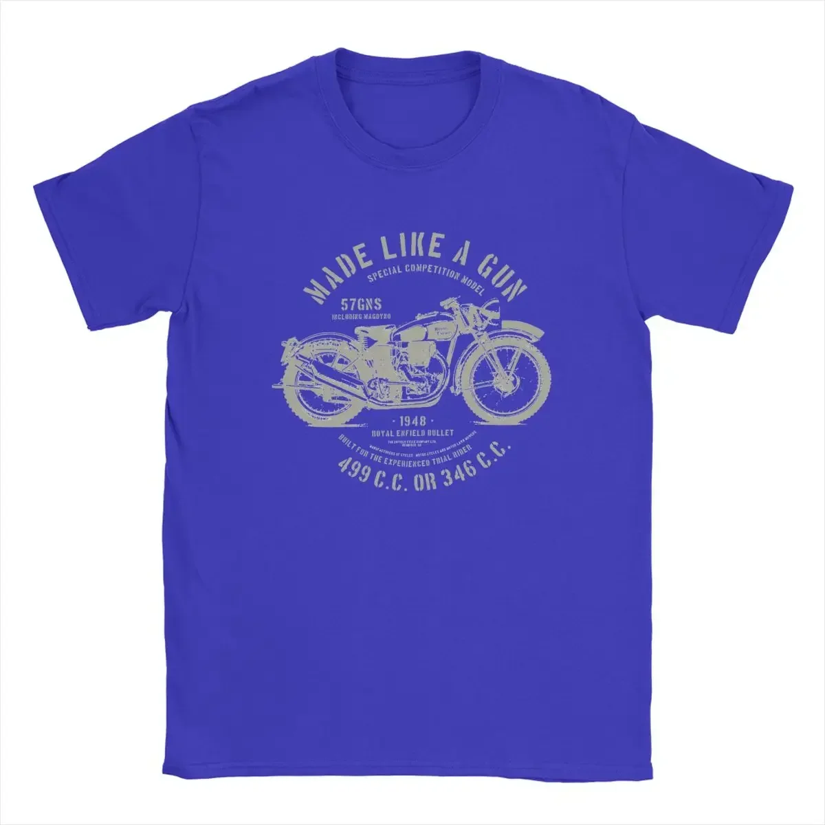 Biker British Made Like A Gun Tee Short Sleeve Crew Neck T-Shirt Pure Cotton Adult Royal Enfields Motorcycle 1948 Men T Shirts