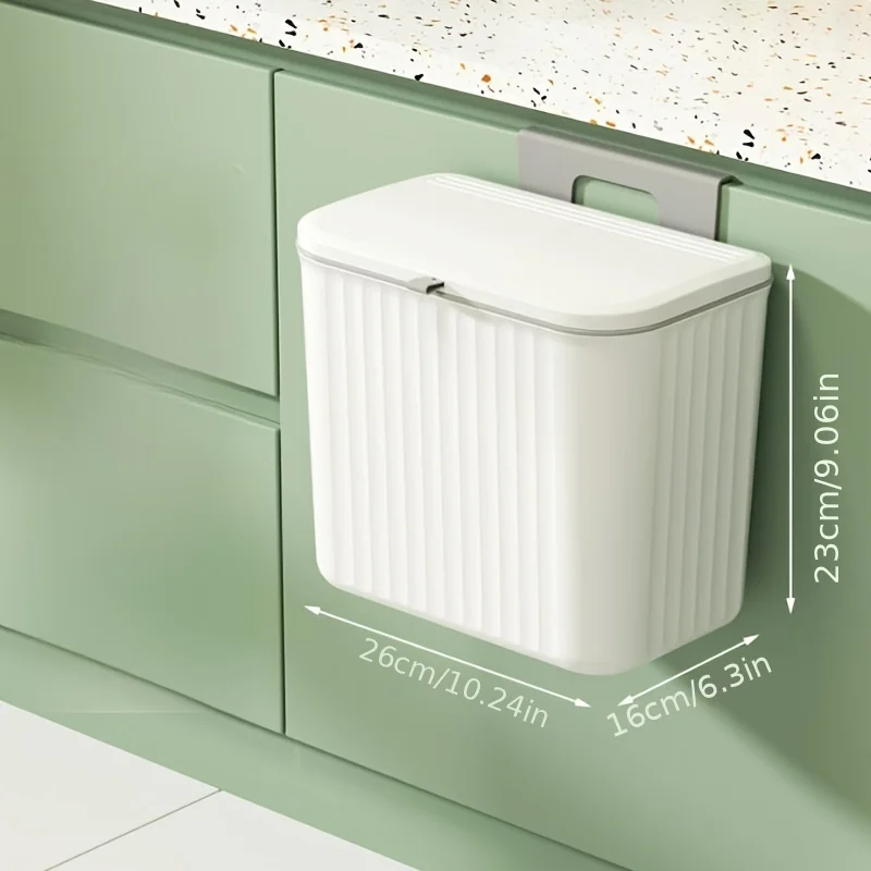 Space saving wall mounted trash bin 2-in-1 with lid, toilet, household kitchen, hanging wall crevice storage bin