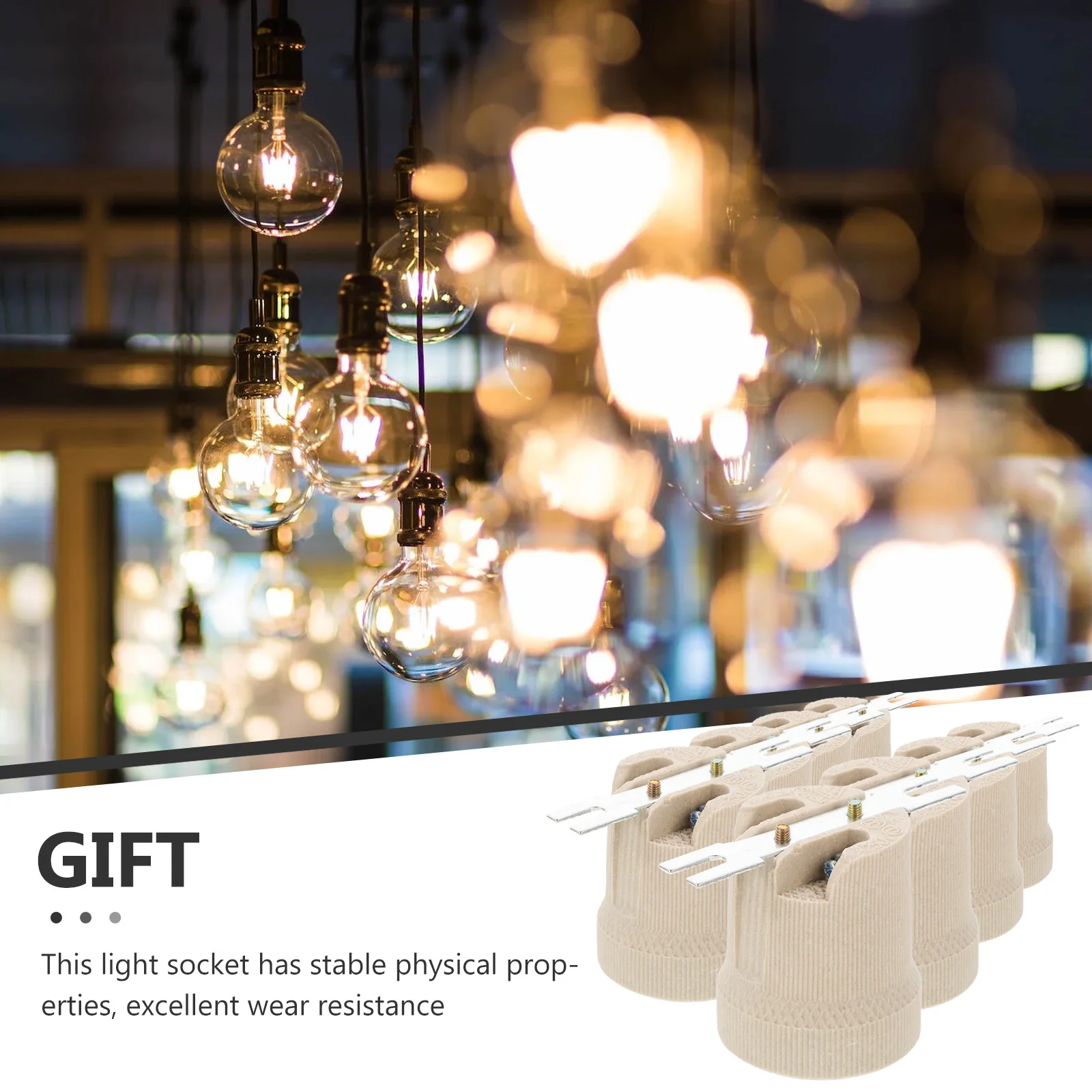 

12Pcs Ceramic Lamp Holder E27 Screw Socket Threaded Light Bulb Base Heat Resistant Lamp Replacement Parts Candelabra Socket