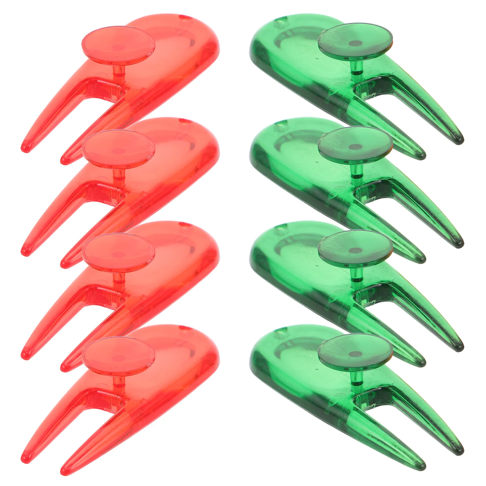 8 個のプラスチックゴルフフォークディボット修復ツールポータブル芝生修正ゴルフグリーンマーカーピッチマークメンテナンスアクセサリー