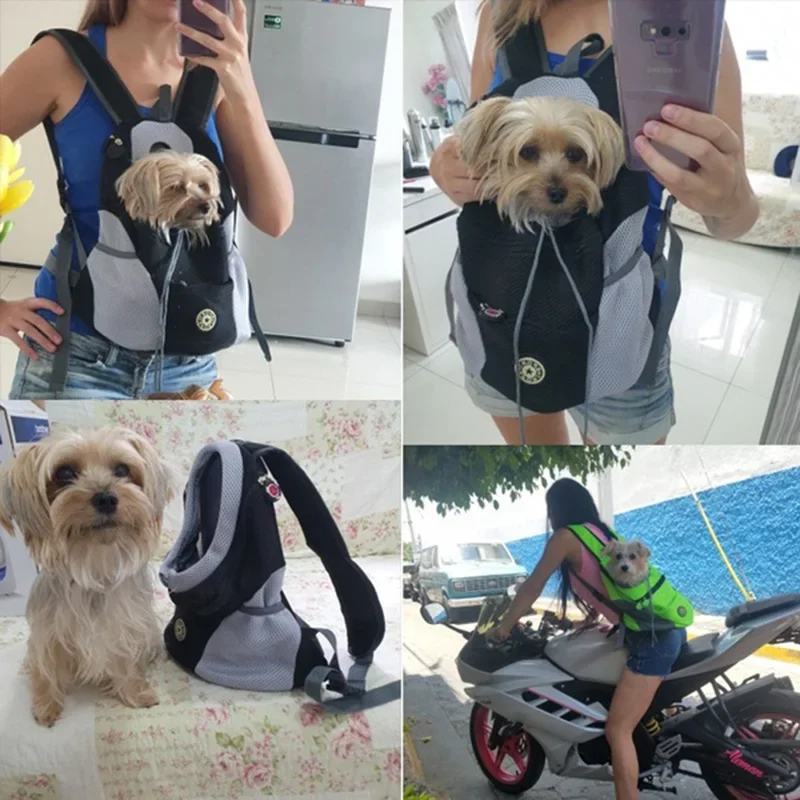 Outdoor Pet Dog Carrier Bag Portable Double Shoulder Mesh Backpack Travel Backpack  Front Bag Head Carrying Bags for Cat image 4