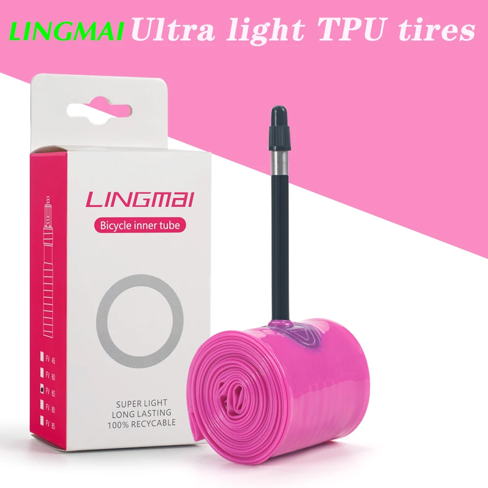 

Ультралегкая внутренняя труба LINGMAI для велосипеда 700 дюйма, 18-32C, 35-40C, внутренняя шина из ТПУ для дорожного велосипеда, 700c, длина 65 мм, французский клапан, супер гибкая труба