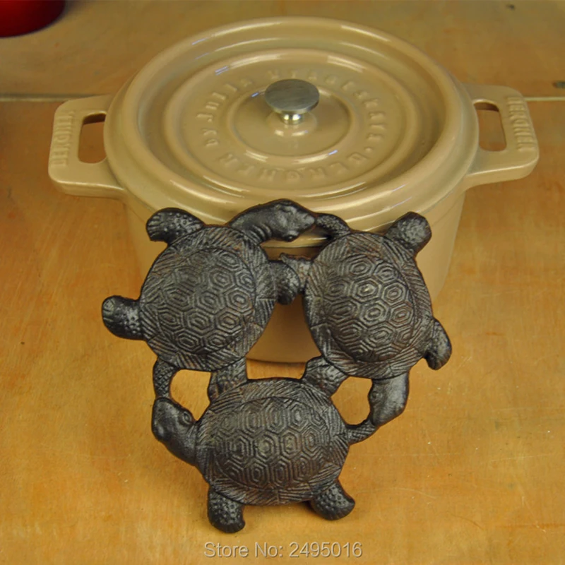 

Heavy duty 3 Turtles Solid Iron Pot Pad Cooker cool Mat Tea Pot Holder Cookware Hot plate Trivets with feet for Counter top