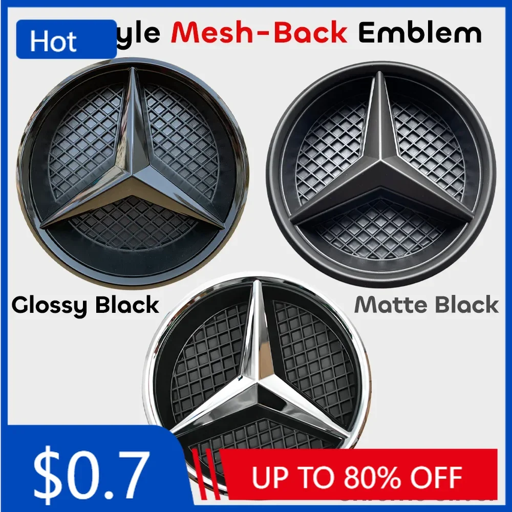 

Car Sticker Chrome Silver OE Star Front Grille Emblem With LED Chrome Silver Glossy B C E S R SL ML GL GLAFor Mercedes Benz GLK