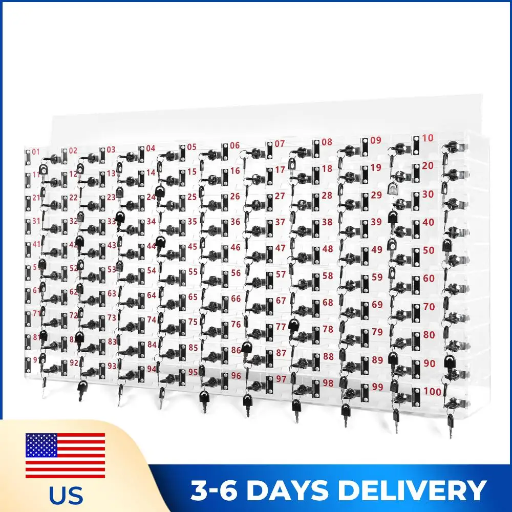 

Ящик для хранения телефонов на 100 слотов с замками и ключами, прозрачный акриловый шкафчик для телефонов для школы, фабрики, офиса