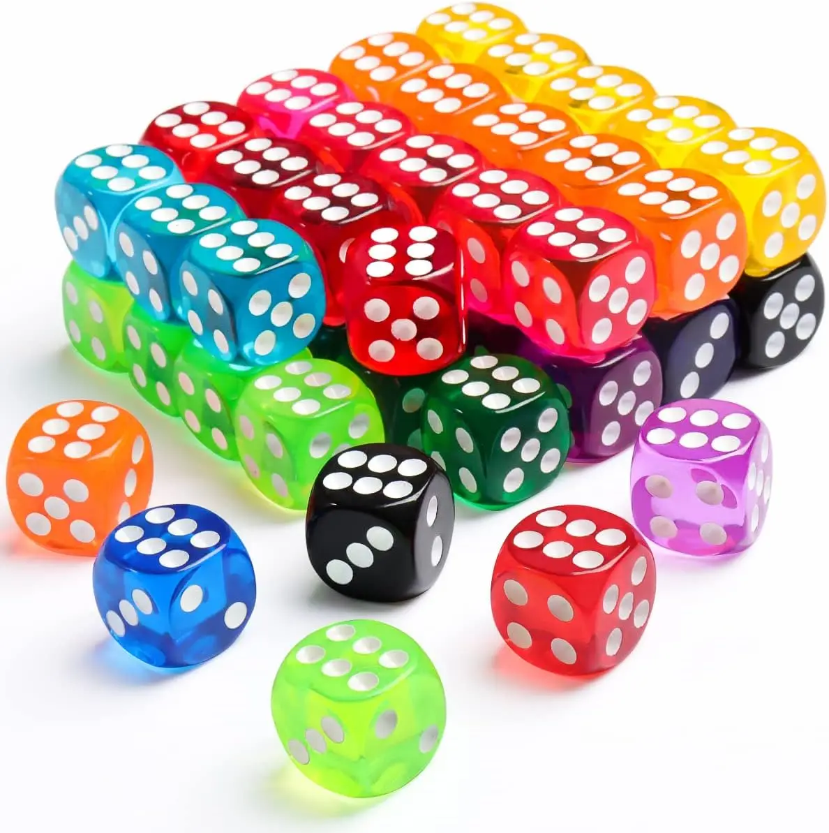 

50-Piece 14mm Colorful Dice Set for Board Games, Math Learning & Classroom Activities