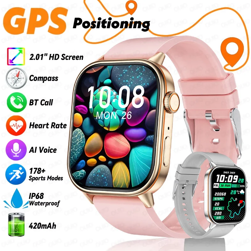 

2025 New Built-in GPS Outdoor Smart Watch 2.01''HD Screen178+sports Health Monitoring Bluetooth Call lP68 Waterproof Smartwatch