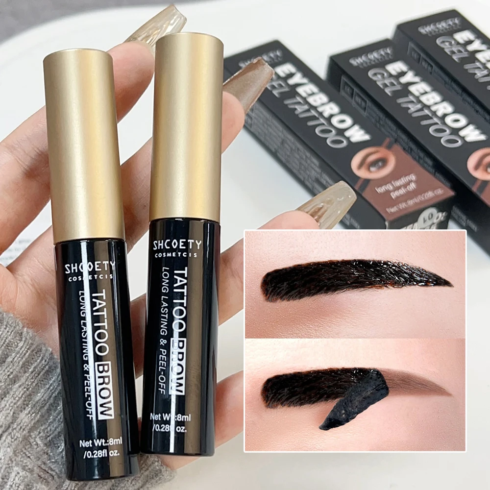 Afscheuren Van Wenkbrauwgel Make-Up Semi-Permanente Waterdichte Natuurlijke Wenkbrauw Tattoo Tint Blijvende Zweetbestendige Peel Van Kleurstof Wenkbrauwcrème