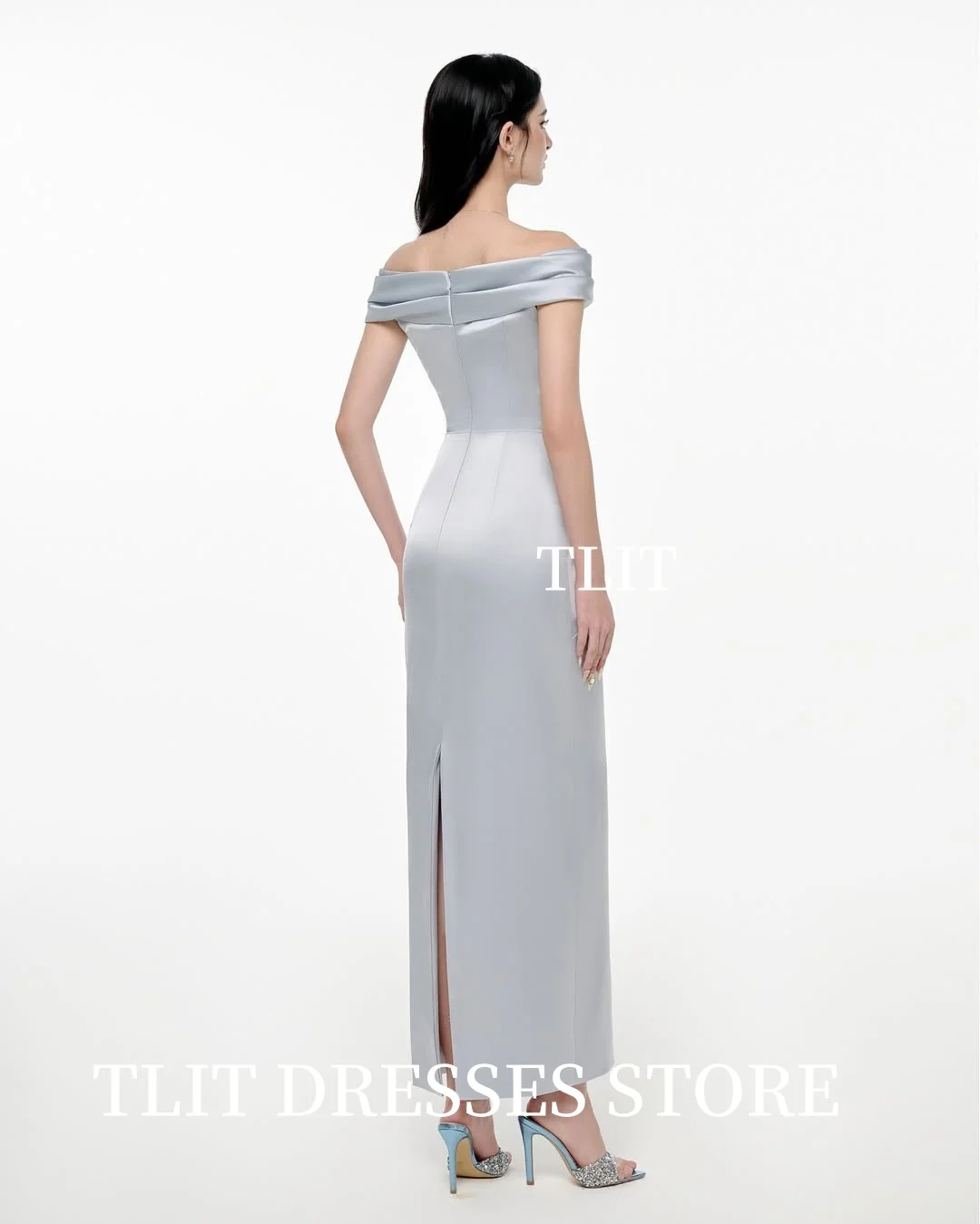 TLIT أنيقة الحرير الساتان حورية البحر فساتين لحضور الحفلات الموسيقية قبالة الكتف حمالة vestidos de noche الظهر سبليت فساتين مخصصة مساء رسمي