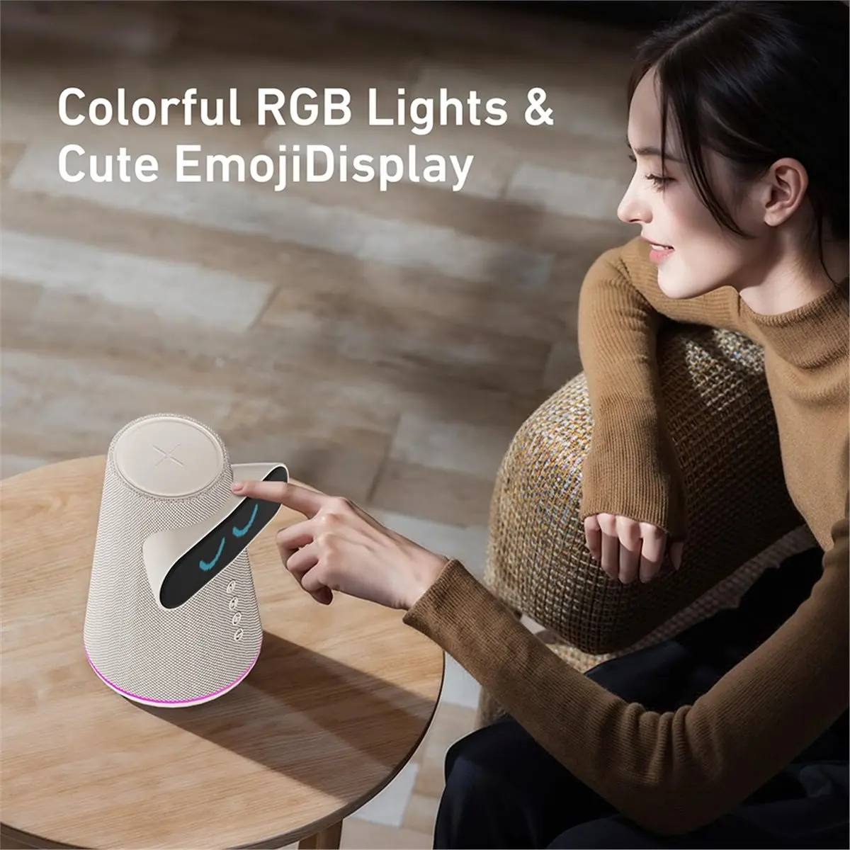 

(HOPE) Bluetooth-колонка со светодиодным дисплеем, беспроводной зарядкой, декор для помещений, подходит для кафе, спален и других помещений