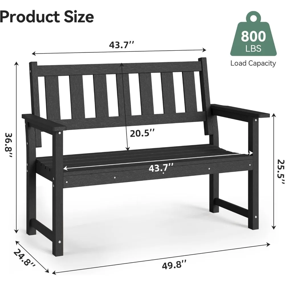 Memorial Bench – 50'' Weatherproof Durable Outdoor Bench, 2-Person Park Bench, Easy to Move, Multi-Purpose Design Ideal for