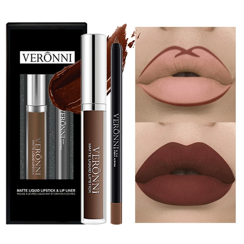 ชุดลิปกลอสและลิปไลเนอร์ไม่ติด 13 สี ลิปกลอสเนื้อแมทกันน้ําติดทนนาน ลิปเคลือบสีมันไม่ซีดจาง 2 ชิ้น