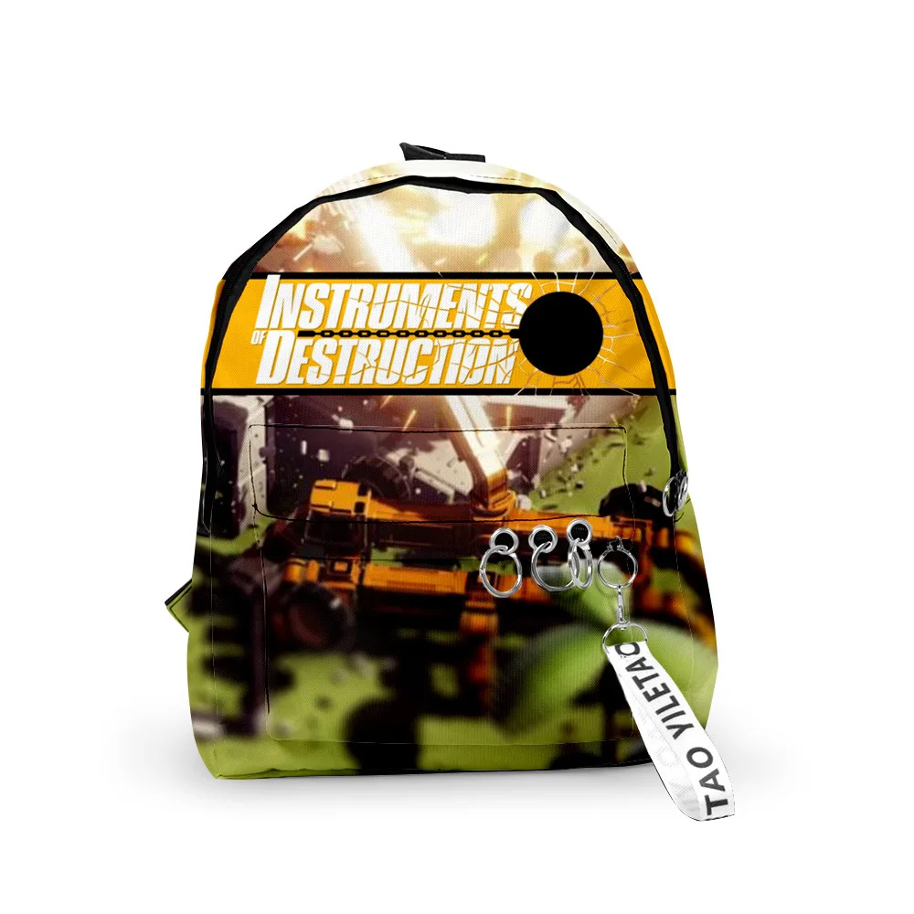 Trendy Popular instruments of Destruction Backpacks pupil School Bags 3D Print Keychains Oxford Waterproof Cute Small Backpacks