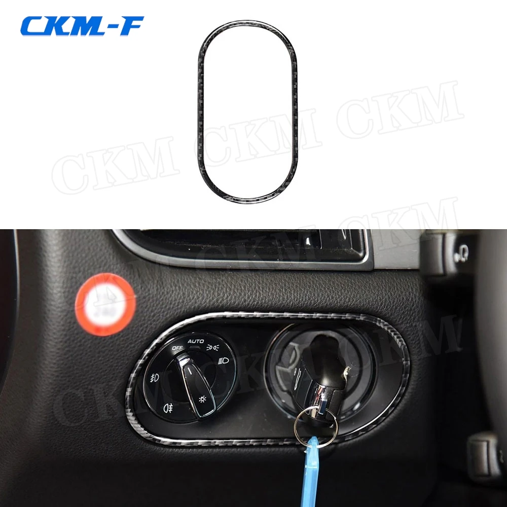 Carbon Fiber Car HeadLamp Switch Button Trim Frame Cover Molding Sticker for Porsche Macan 2015-2018 Interior Accessories