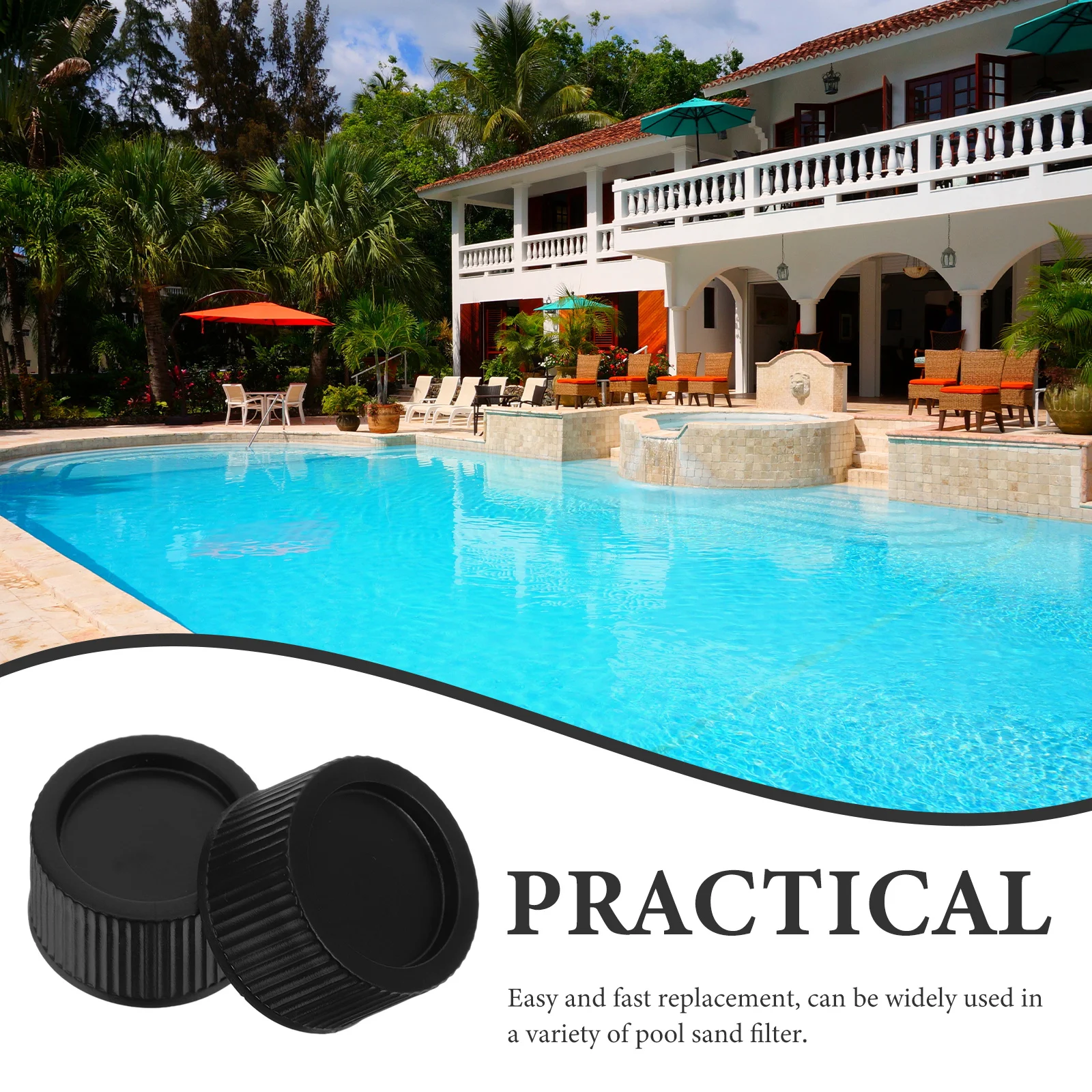 

2Pcs Pool Sand Filter Drain Cover Replacement Cap Durable Easy Install No Water Leakage Sand Filter Drain Cover