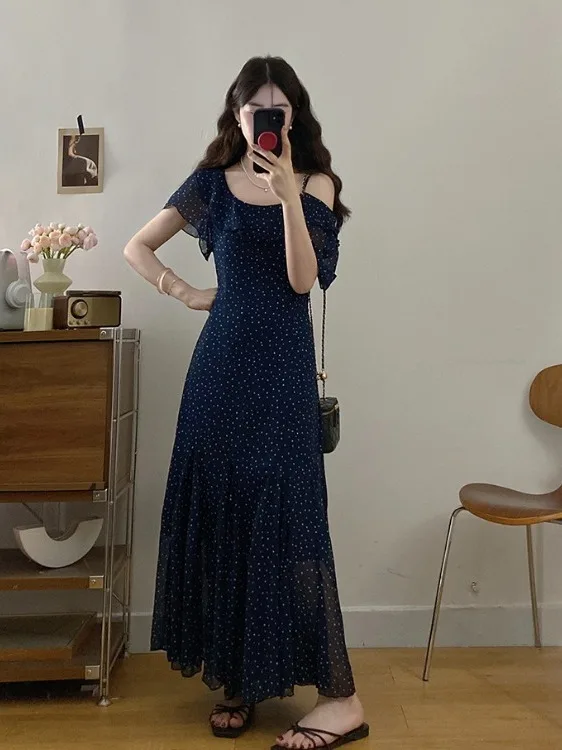 

plus Size Floral Polka Dot Summer Dr Women's A-Line Midi Skirt High Waist ort Sve Korean Sle Ci Walk Commute Wind