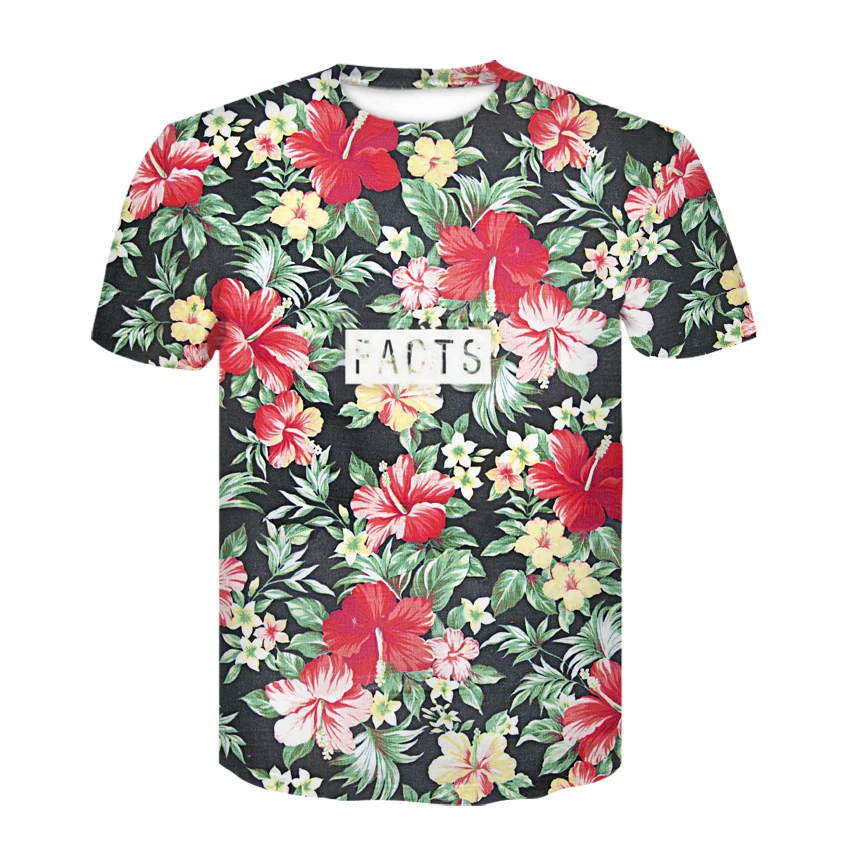 T Shirt Men Flower Tshirt Hip Hop Tee Red 3d Print T-shirt Cool Mens Clothing 2020 New Summer Casual Tops Streetwea