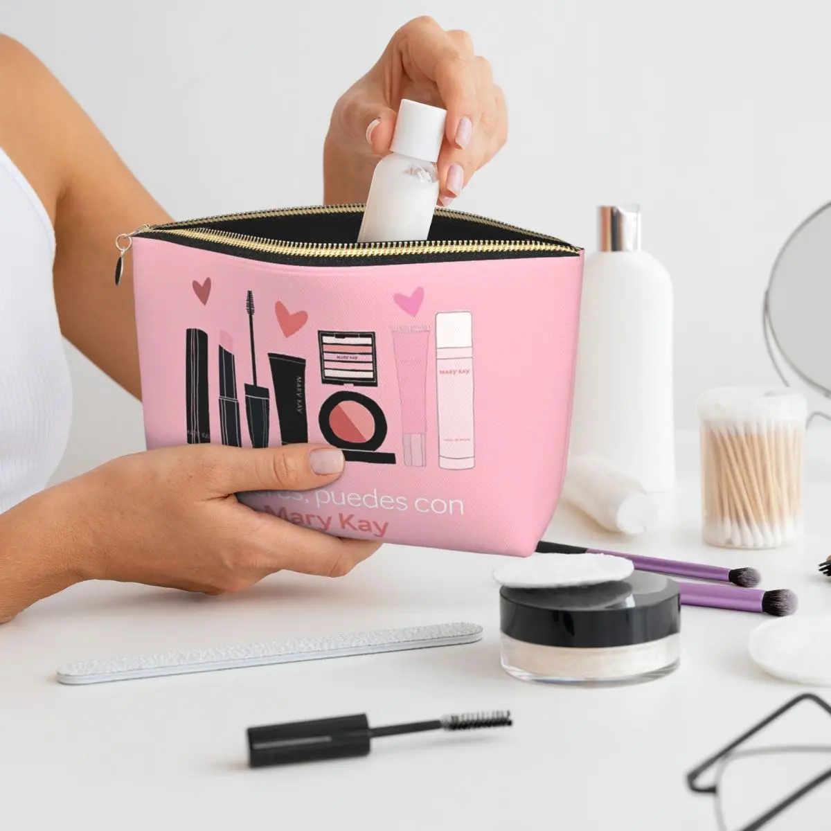 Mary Kay Bolsas de cosméticos para mujer, organizador de maquillaje de viaje, bolsa de almacenamiento de artículos de tocador, estuche Dopp Kit