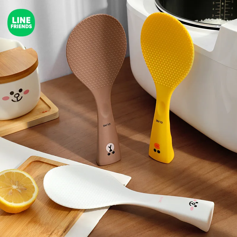 LINE FRIENDS Brown Sally Cartoon Silicone Non Stick Rice Spoon New Anime Kawaii Home Rice Cooker Vertical Practical Rice Spatula