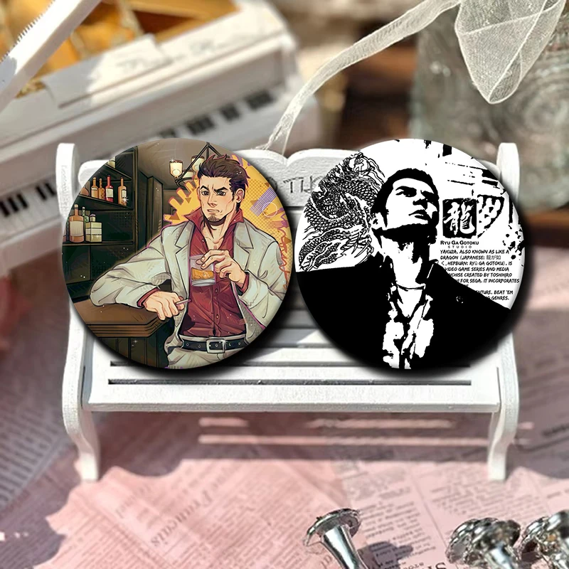 58mm Classic Game Yakuza Like a Dragon Soft Button Pin Kiryu Kazuma Brooches Badge Bag Decor Fans Collect Gamer Friends Gifts