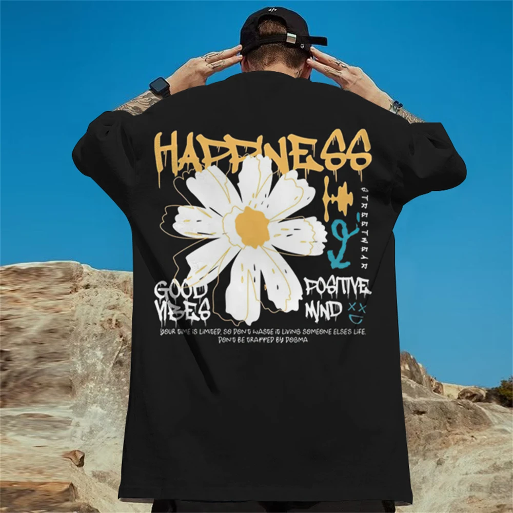 3d Daisy Print Heren T-Shirt Nieuwe Trend Korte Mouw T-Shirt Voor Heren Zomer Casual Tees Oversized Street Hiphop Man Kleding Tops