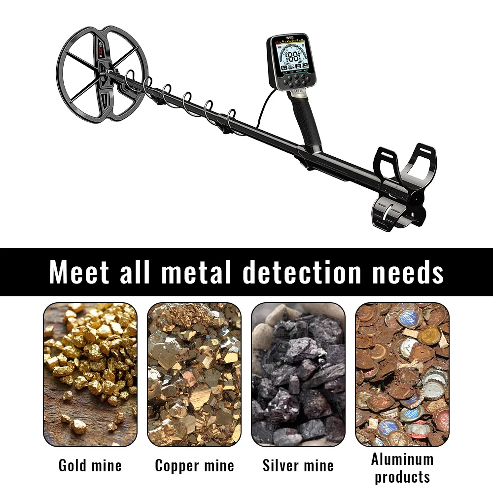 

Protable TX-W55 metal detector, 4 modes - LCD display+waterproof IP68, can work continuously for about 25 hours on full charge