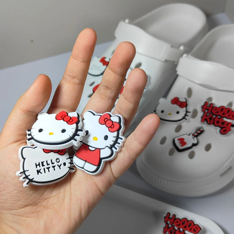 Hot Sale Sanrio Hello Kitty Detachable Thickened 6pcs PVC Bowknot Cartoon Shoe Buckles  with Shoe Decoration Anime Character
