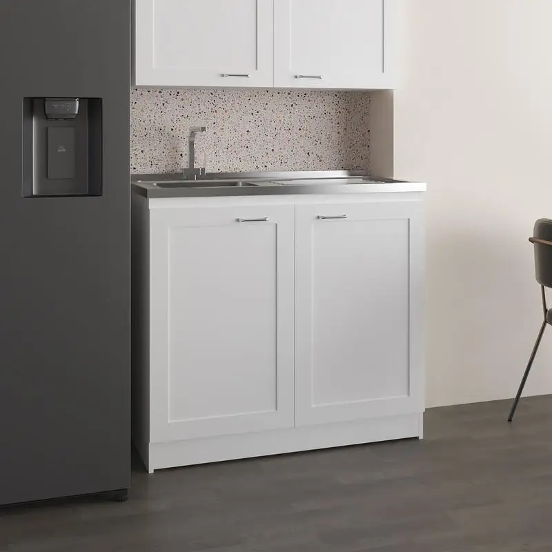 

39" Wide Utility Sink Base Cabinet Two-Door with Shelves Stainless Steel Sink for Kitchen Laundry Garage