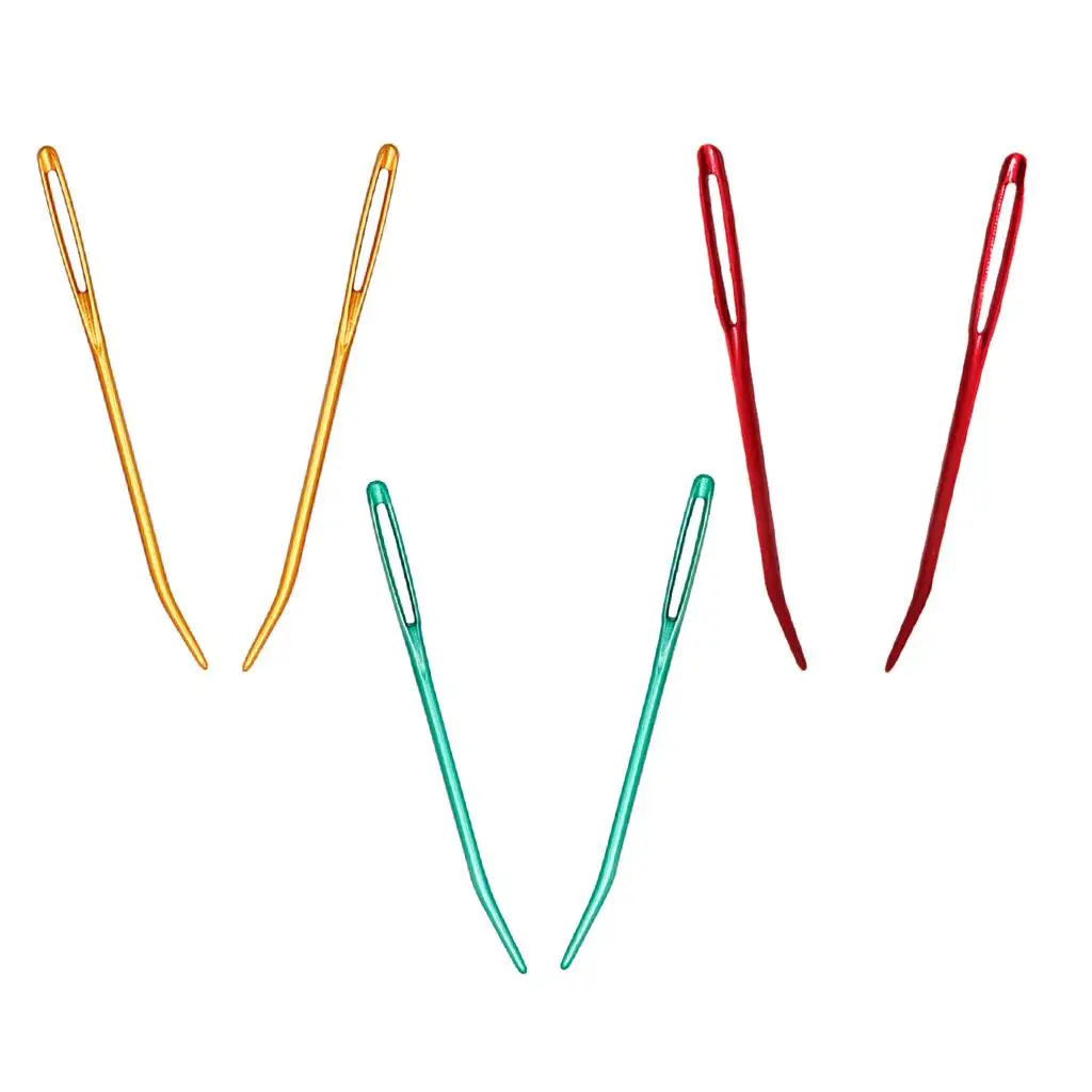 

2 шт., алюминиевые спицы для гобелена с большим ушком и изогнутым кончиком, вязальные спицы для свитеров, шерстяная швейная лента, скобы для вышивки