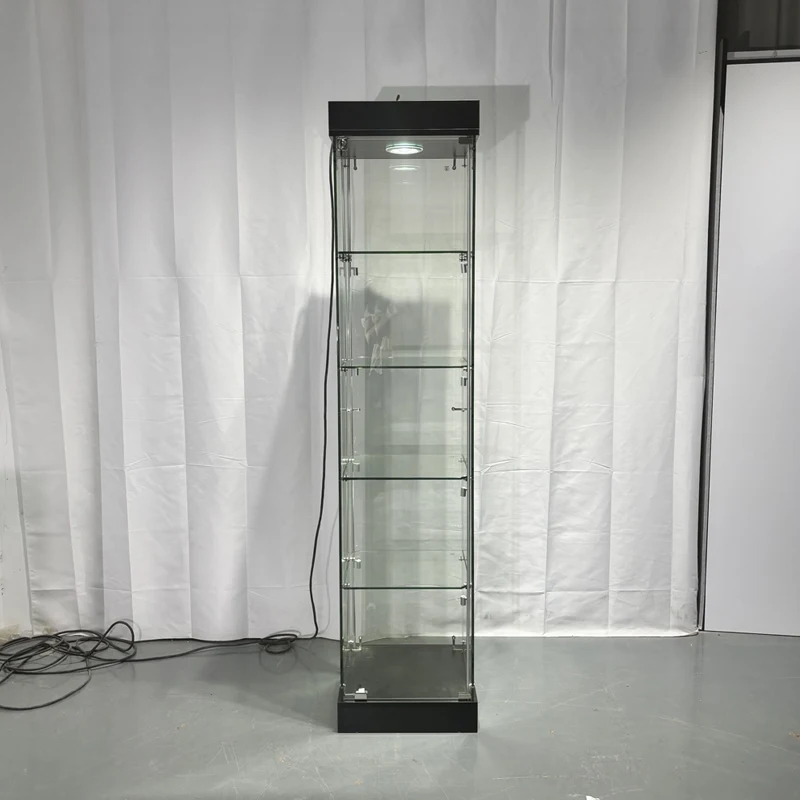 Keway Full Vision View Aluminum Frame Glass Display showcase Glass Cabinet Vertical showcase