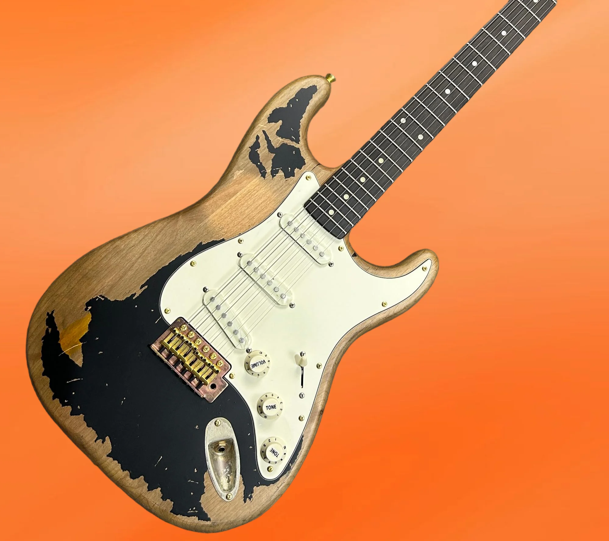 2026 hot new Good Timbre High Quality Brown White Retro Rosewood Fingerboard Alder Wood Body Guitar