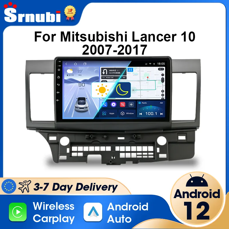 Android 12 Wireless CarPlay Car Radio for Mitsubishi Lancer 10 CY 2007-2017 Multimedia Video Player 2 Din Stereo DVD Head Unit