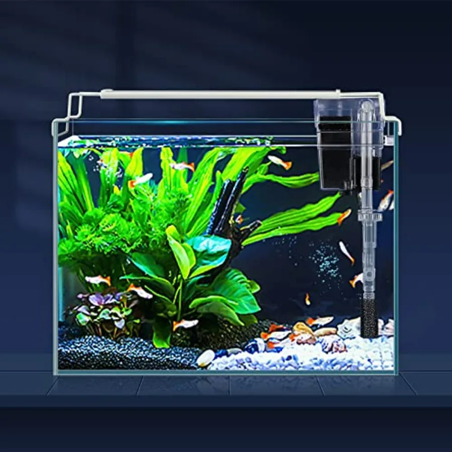 

Rimless Glass Aquarium Starter Kit,Ultra Clear Low Iron Glass Fish Tank Set, Small Beta Fish Tank and Filter with Surface Skimm