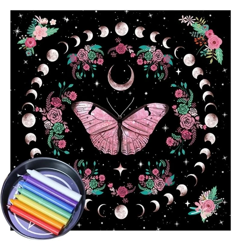 لوحة قماش فلانيليت تاروتس مربعة الشكل، لوحة ألعاب، غطاء طاولة فلكي #3