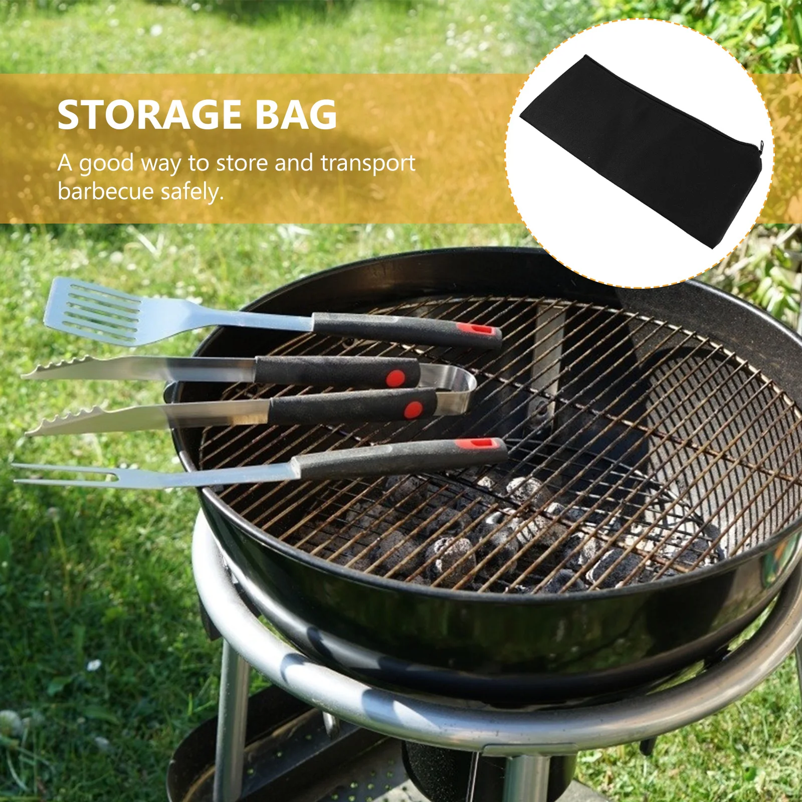 

4Pcs Barbecue Tool Storage Bag Zipper Durable Portable Organizer Lightweight Holder Bbq Tool Carry Pouch Practical Storage