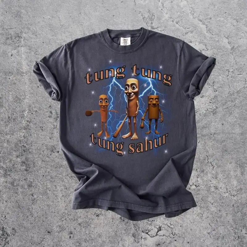 Tung Sahur T Shirt Italian Brainrot Unhinged Clothes Cringe Ironic Viral Memes Funny Meme