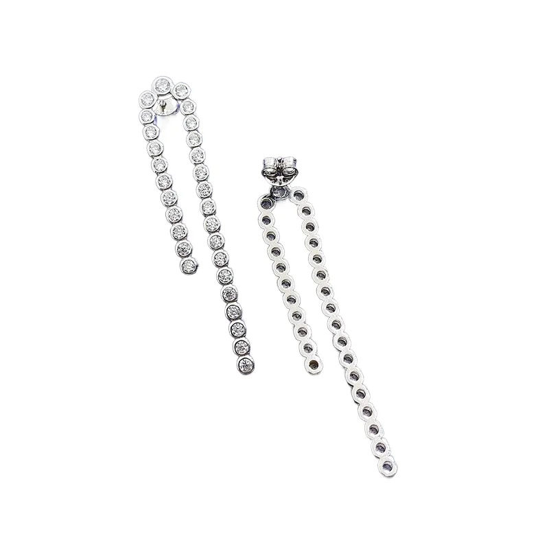 

*zFashion Solid 925 Sterling Silver Sparkling High Carbon Diamond Gemstone Long Tassel Drop Earrings Wedding Party Gift