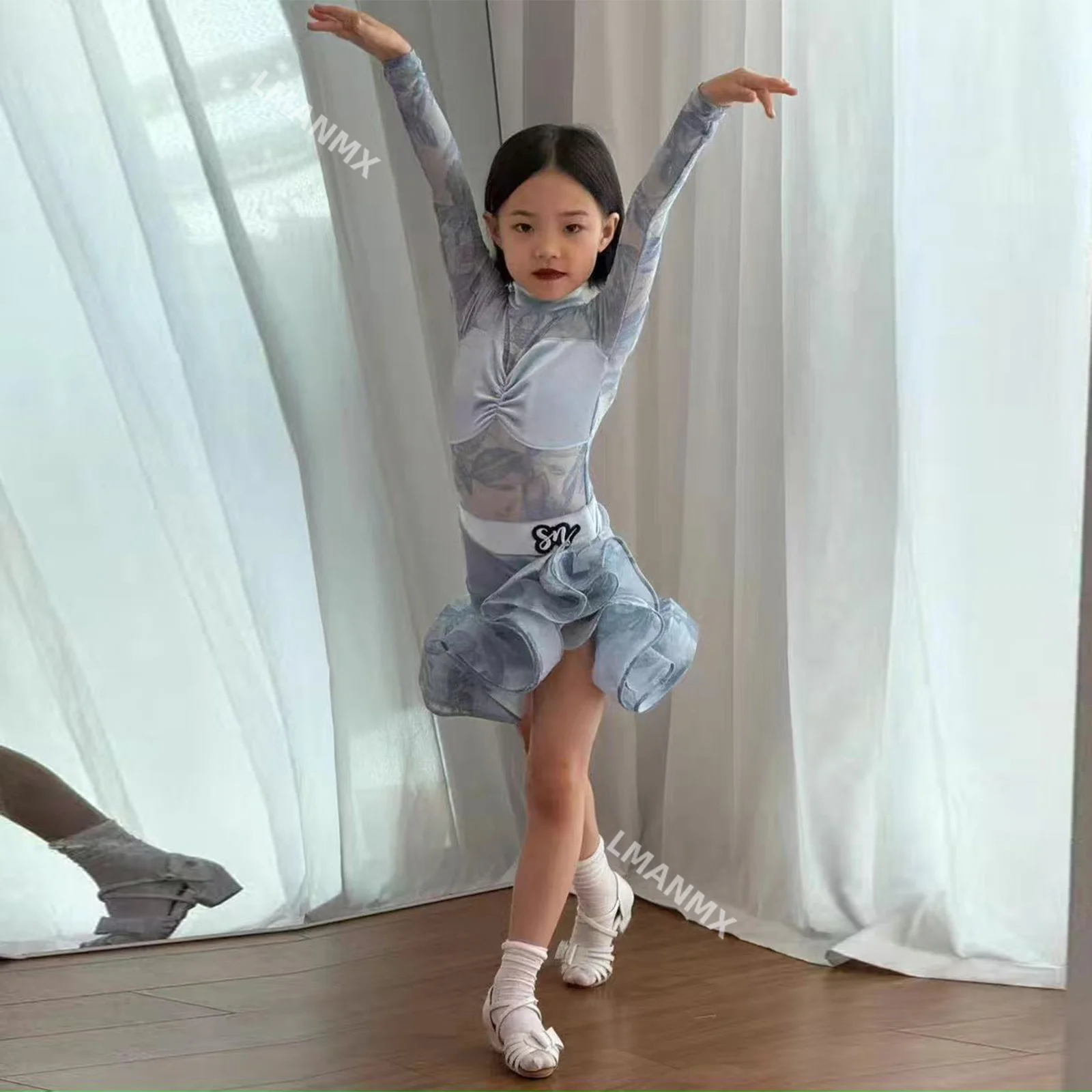 

Детское платье для латинских танцев, новое платье для соревнований, детское платье для танцевальных выступлений