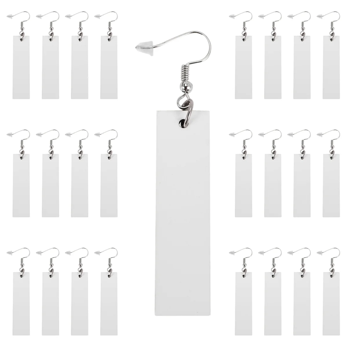B51C 50Pcs Sublimation Blank Earrings Rectangular, Heat Transfer Earring Pendant with Earring Bags, DIY Making Sublimation
