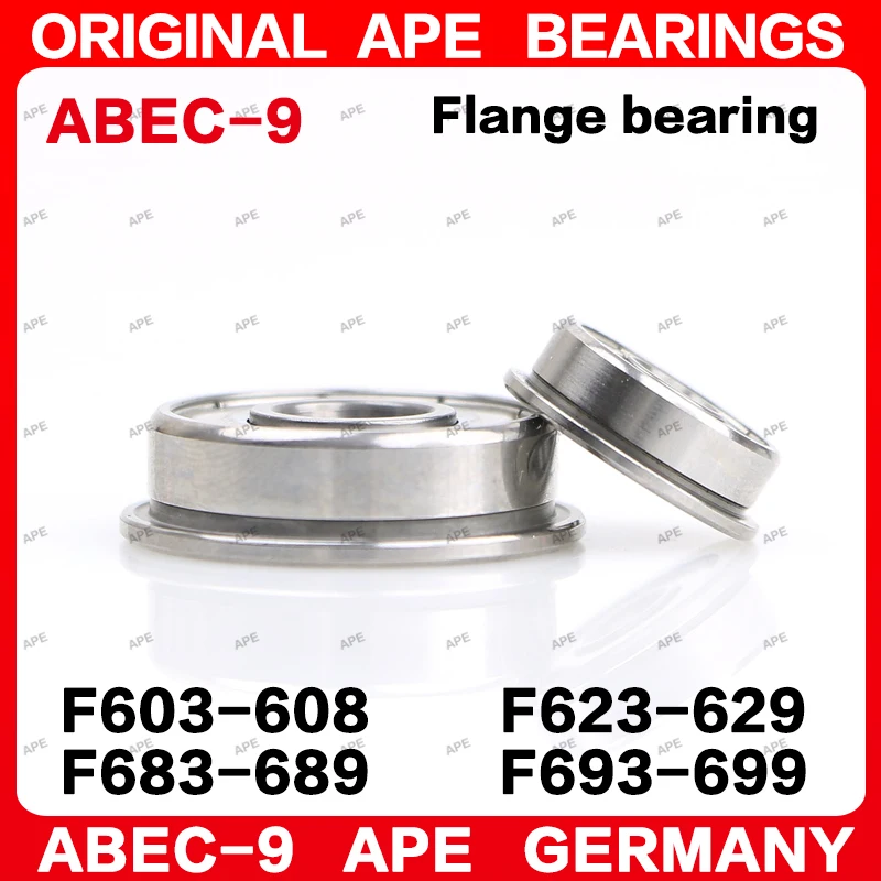 5/10pcs ABEC-9 Flange Bearing F683 F608 F684 F685 F686 F688 F693 F694 F695 F696 F698 F604 F605 F606 F607 F624 F625 ZZ Bearings