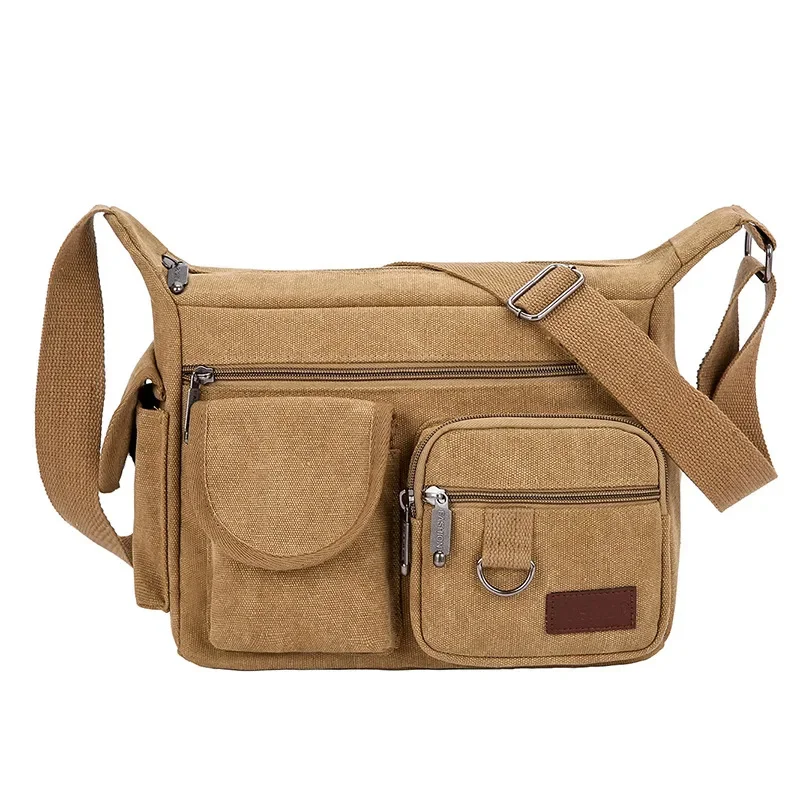 

Vintage Men's Canvas Shoulder Messenger Large Capacity Crossbody Bag Casual Male Briefcase Fashion Handbag