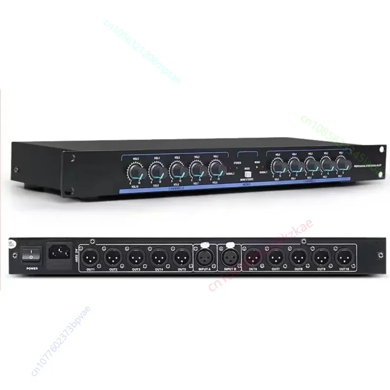 

Стерео моно-разветвитель аудиосигнала, распределитель 2 в 10, XLR с кабелями для усилителя