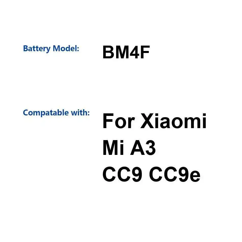 

Для Xiaomi MI A3 CC9 Cc9e BM4F 3940 мАч надежная сменная батарея высокой емкости для мобильного телефона
