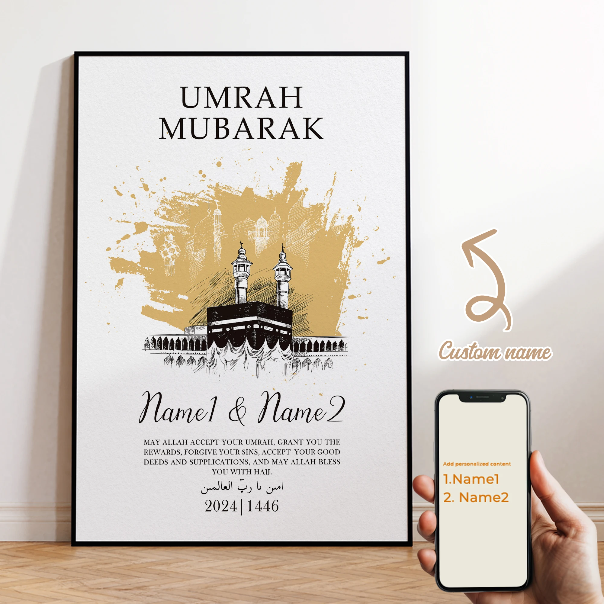 Personalized Custom Name Hajj Gift To Mecca Gift  Wall Art Print Picture Canvas Poster Painting For Living Room Home Decor