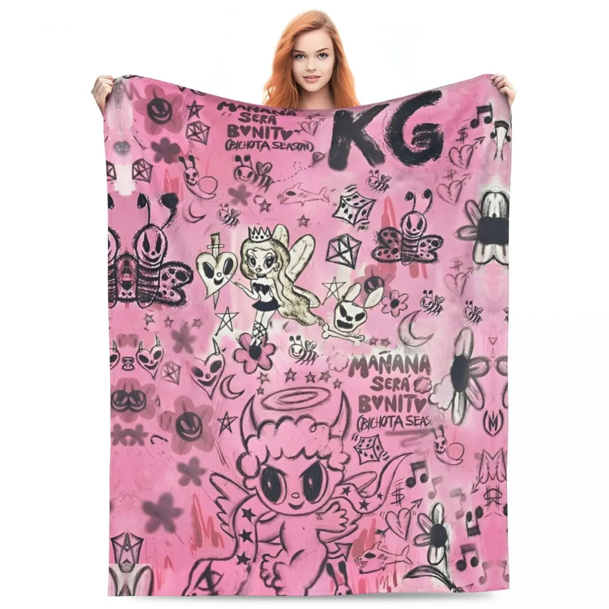 Cartoon Karol G Blankets Camping Flannel Throw Blanket For Bedroom Warm Soft Design Quality Bedspread Gift Idea