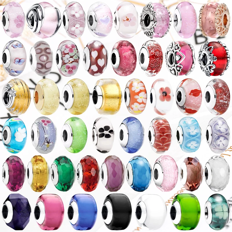 

New Hot Sale Murano Glass Bead Series Red-White Glass,Blue Sapphire,Ice Blue Snowflake Charms,DIY Jewelry for Necklace&Bracelet