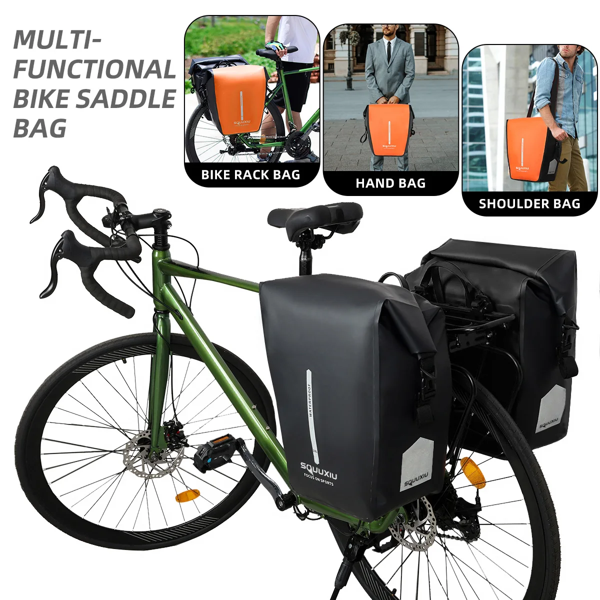 1 Pair Bike Pannier Bag Multi-functional Bicycle Bag Bicycle Rear Seat Trunk Bag Bike Saddle Bag  for Travel Outdoor 2024