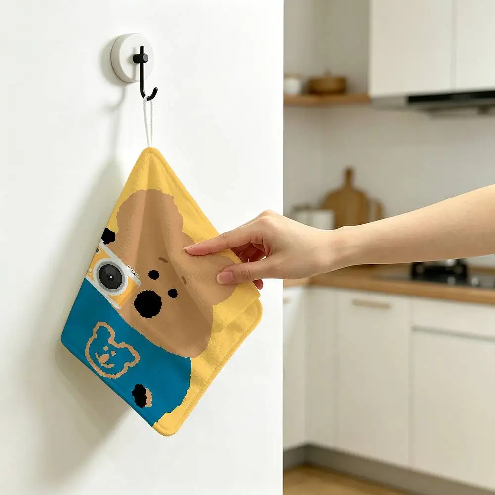 Q-Quokka Hanging Style Hand Wiping Towel, Polyester Cotton, Anti-fade for Indoor Kitchen Living Room