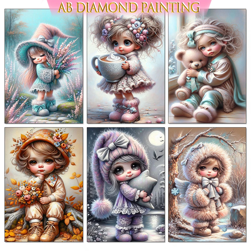 

DIY алмазная живопись, милая девушка и животное, новинка 2025 года, полная квадратная/круглая мозаика, вышивка AB, алмазное искусство для взрослых, хобби, подарки ручной работы