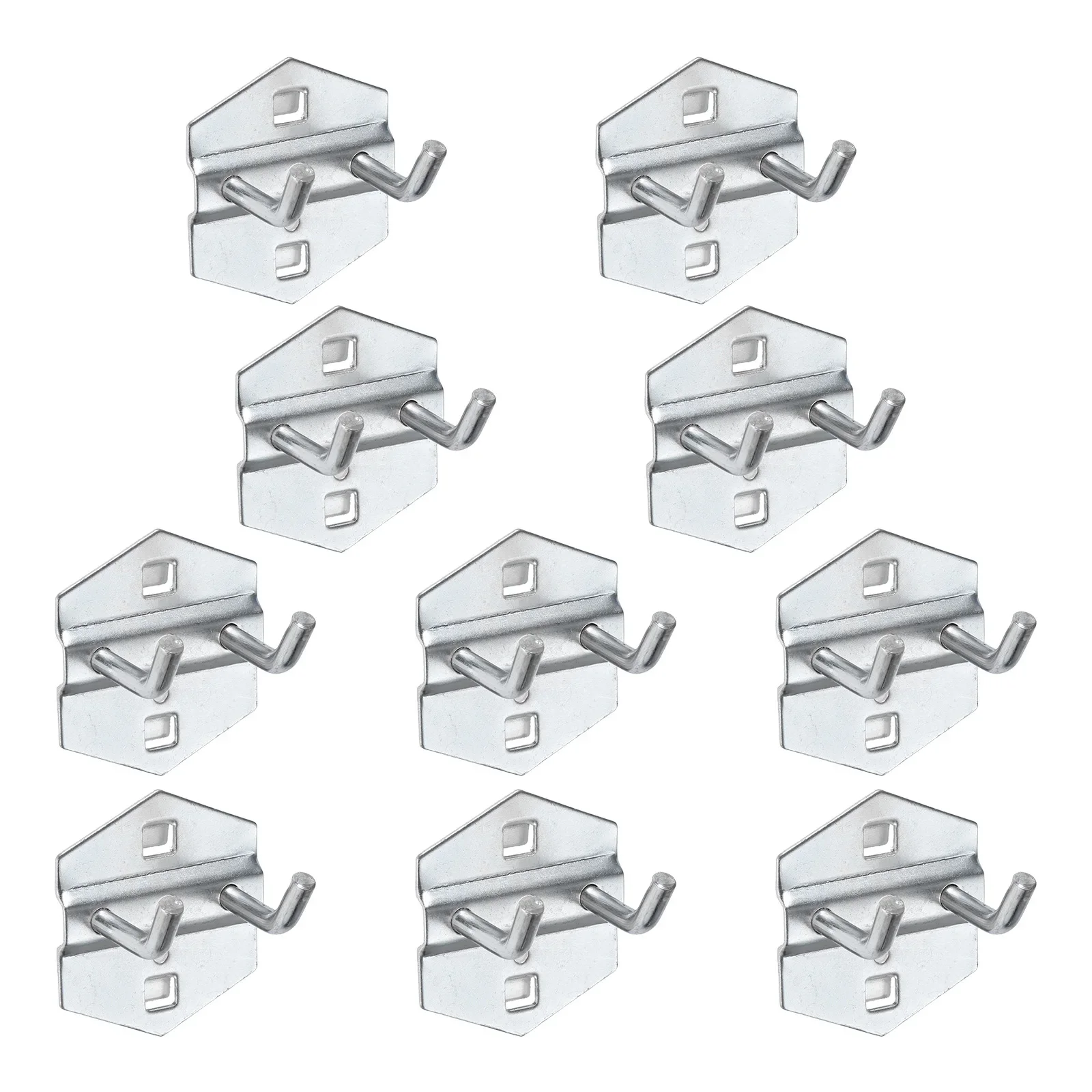 10pcs Steel Hole Board Hangers 25mm Double Oblique Hooks Square Head Display Shelf Organizer Hanging Tools/Coat/Kitchen Utensils